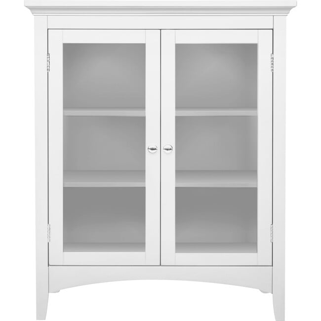 Madison Wooden Floor Cabinet with 2 Glass Doors, White - Cabinets - 5