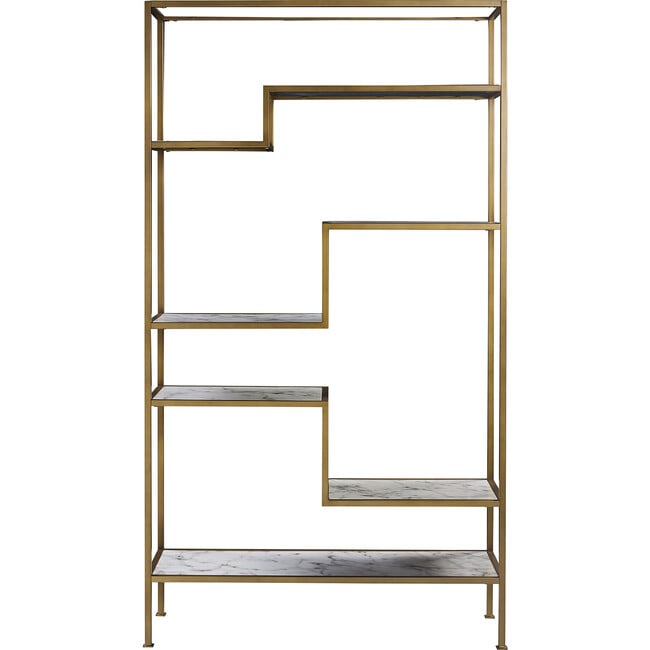 Marmo Modern Marble-Look 5-Tier Display Shelf, Marble/Brass - Bookcases - 7