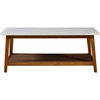 Kingston Wooden Coffee Table with Storage and Marble-Look Top, Marble/Walnut - Accent Tables - 1 - thumbnail