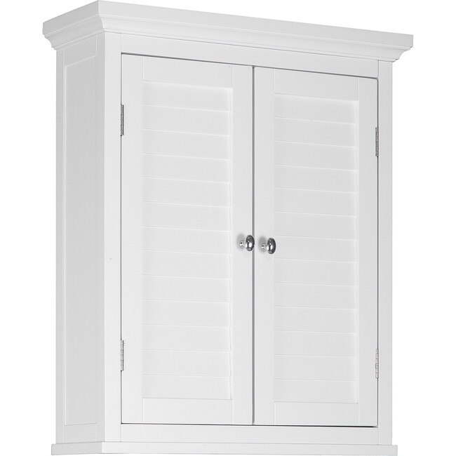 Glancy Wooden Wall Cabinet with Shutter Doors, White