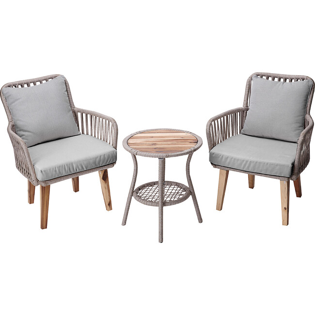 Indoor/Outdoor 3 Piece Wicker Bistro Table and Chairs Patio Seating Set