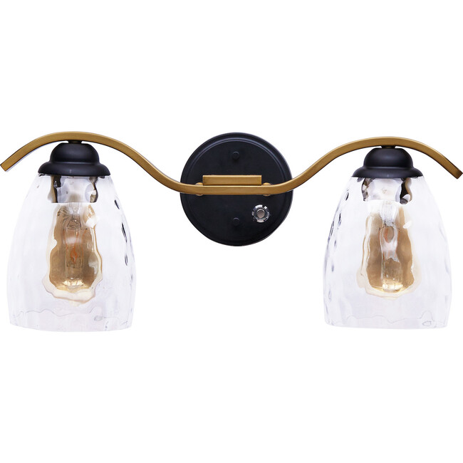 Heidi Dimmable 2-Light Bathroom Vanity Light, Black/Brass