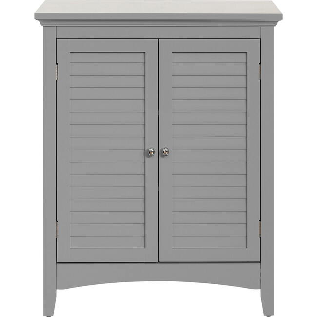 Glancy Wooden Floor Cabinet with Shutter Doors and Adjustable Shelves, Gray - Cabinets - 1