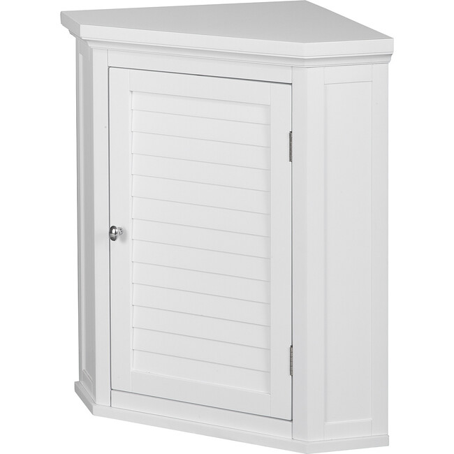 Glancy Wooden Corner Wall Cabinet with Shutter Door, White