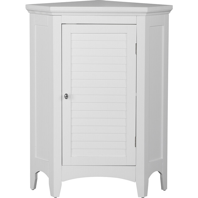 Glancy Wooden Corner Floor Cabinet with Shutter Door, White