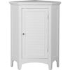 Glancy Wooden Corner Floor Cabinet with Shutter Door, White - Cabinets - 1 - thumbnail