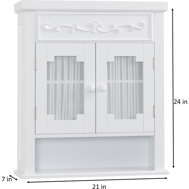Lisbon Removable Wooden Wall Cabinet with Drapery-Lined Doors, White - Cabinets - 4
