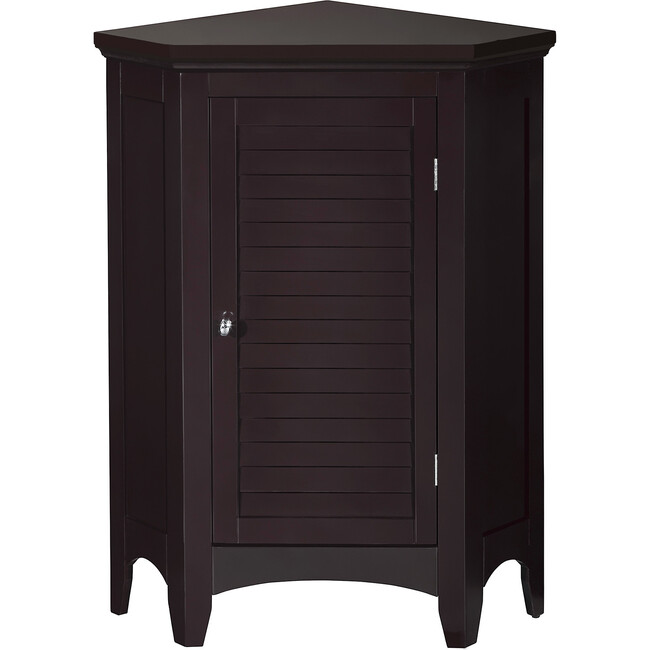 Glancy Wooden Corner Floor Cabinet with Shutter Door, Dark Brown