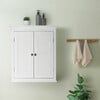 Glancy Wooden Wall Cabinet with Shutter Doors, White - Cabinets - 3