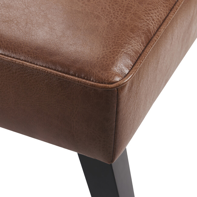 Marc Faux Leather Lounge Chair with Pillow and Dark-Finished Solid Wood Legs, Brown - Accent Seating - 6