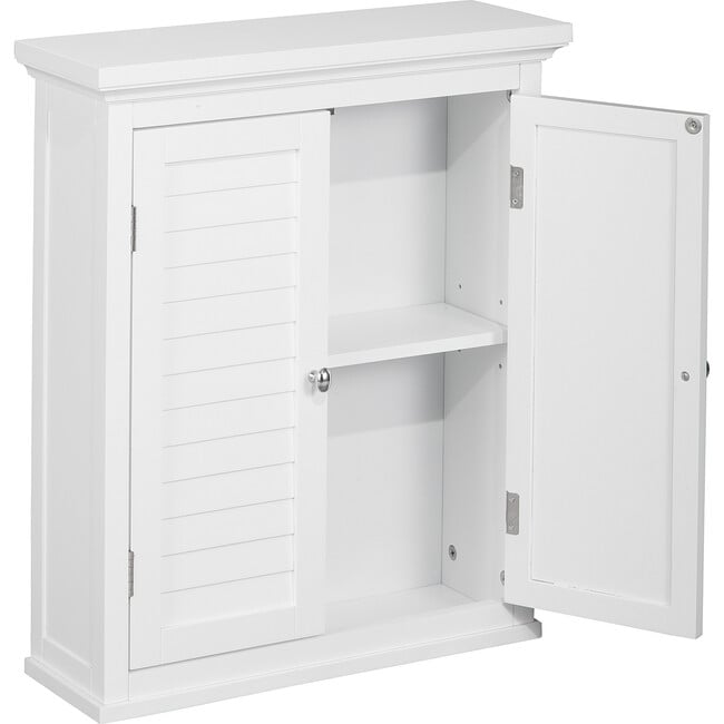 Glancy Wooden Wall Cabinet with Shutter Doors, White - Cabinets - 5