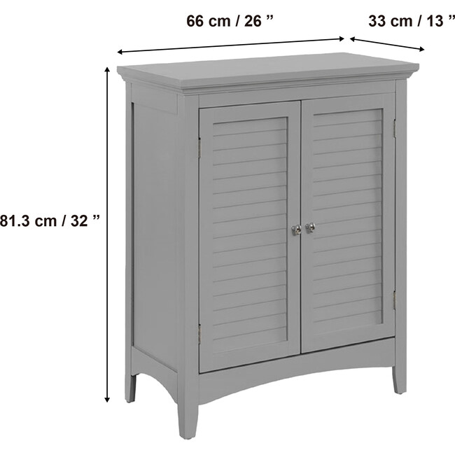 Glancy Wooden Floor Cabinet with Shutter Doors and Adjustable Shelves, Gray - Cabinets - 4