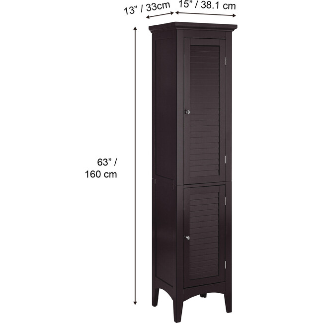 Glancy Wooden Tall Tower Cabinet with Storage, Dark Brown - Cabinets - 4