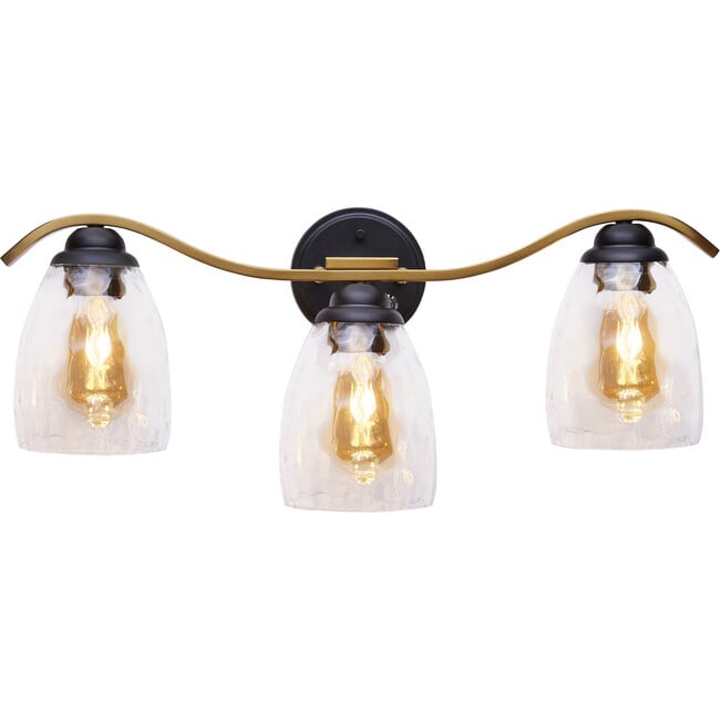 Heidi Dimmable 3-Light Bathroom Vanity Light, Black/Brass - Lighting - 5