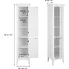 Glancy Tall Slim Free Standing Linen Storage Cabinet with 2 Louvered Doors 5 Tier Shelves, White - Cabinets - 4