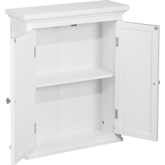 Glancy Wooden Wall Cabinet with Shutter Doors, White - Cabinets - 7