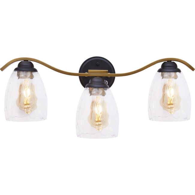 Heidi Dimmable 3-Light Bathroom Vanity Light, Black/Brass - Lighting - 6