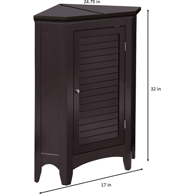 Glancy Wooden Corner Floor Cabinet with Shutter Door, Dark Brown - Cabinets - 5