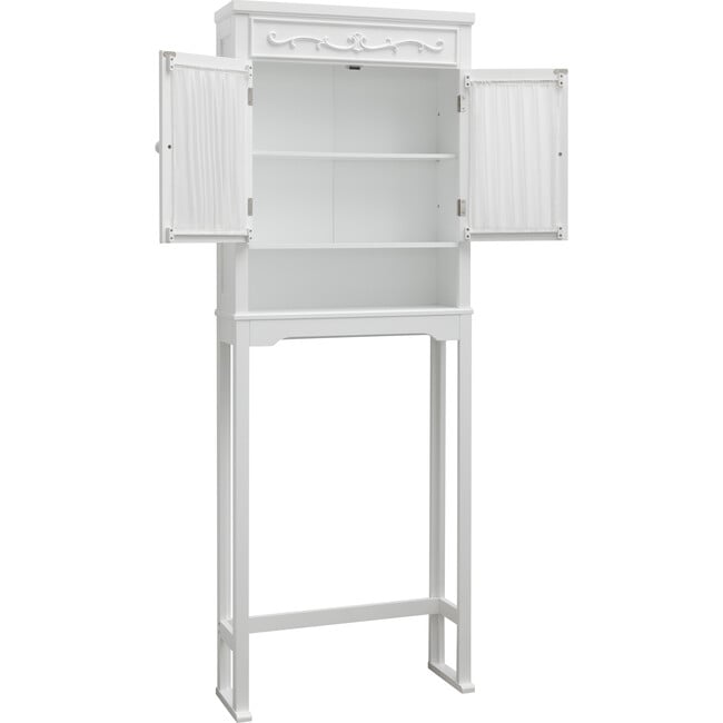 Lisbon Wooden Space Saver with Drapery-Lined Doors, White - Cabinets - 5