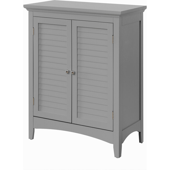Glancy Wooden Floor Cabinet with Shutter Doors and Adjustable Shelves, Gray - Cabinets - 6