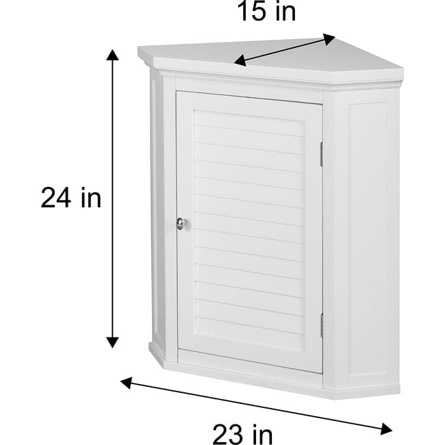 Glancy Wooden Corner Wall Cabinet with Shutter Door, White - Cabinets - 5