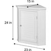 Glancy Wooden Corner Wall Cabinet with Shutter Door, White - Cabinets - 5