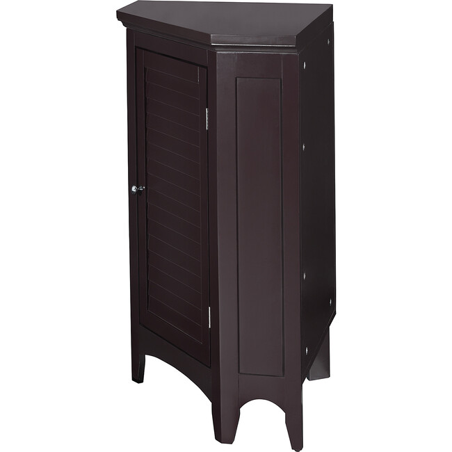 Glancy Wooden Corner Floor Cabinet with Shutter Door, Dark Brown - Cabinets - 6