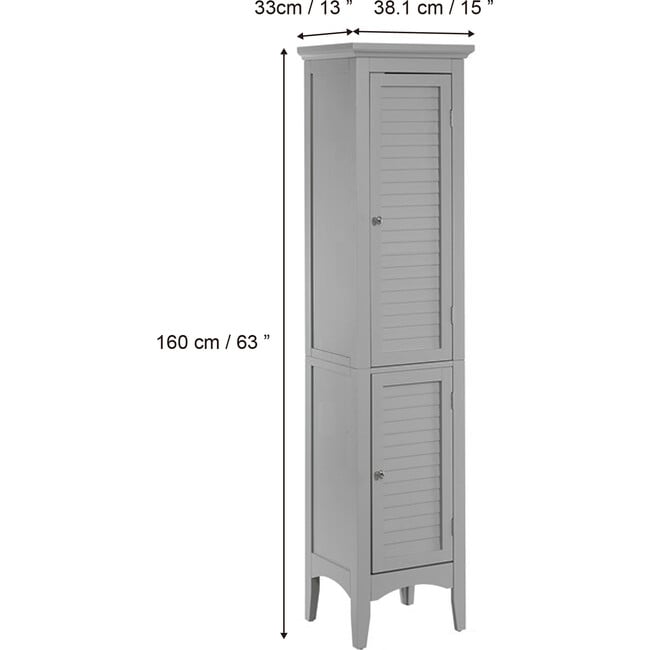 Glancy Wooden Linen Tower Cabinet with Storage, Gray - Cabinets - 4