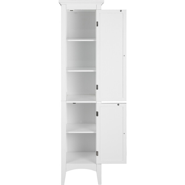 Glancy Tall Slim Free Standing Linen Storage Cabinet with 2 Louvered Doors 5 Tier Shelves, White - Cabinets - 7