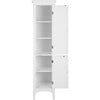 Glancy Tall Slim Free Standing Linen Storage Cabinet with 2 Louvered Doors 5 Tier Shelves, White - Cabinets - 7