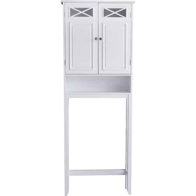 Dawson Wooden Space Saver with Cross Molding and 2 Doors, White
