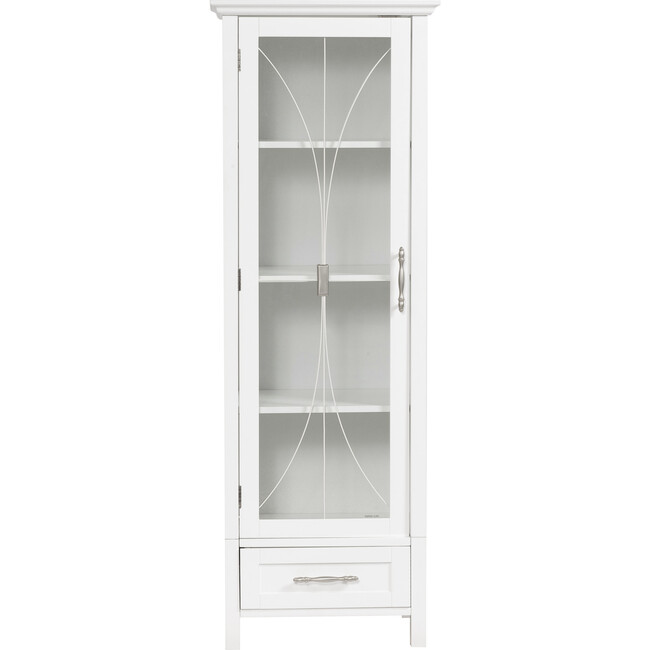 Delaney Wooden Linen Cabinet with Drawer, White