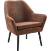 Divano Armchair with Aged Fabric and Solid Wood Legs, Brown - Accent Seating - 1 - thumbnail