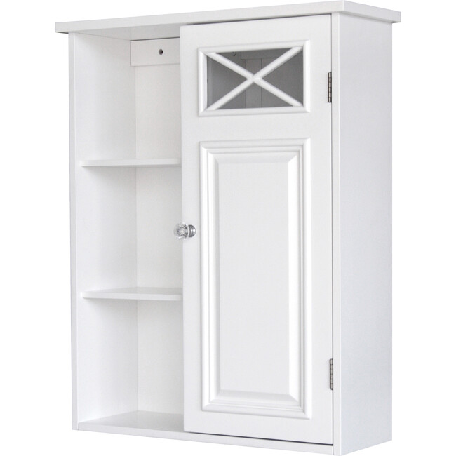 Dawson Wooden Wall Cabinet with Cross Molding, White
