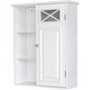 Dawson Wooden Wall Cabinet with Cross Molding, White - Cabinets - 1 - thumbnail