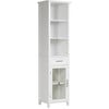 Delaney Wooden Linen Cabinet with Drawer and Open Shelves, White - Cabinets - 1 - thumbnail