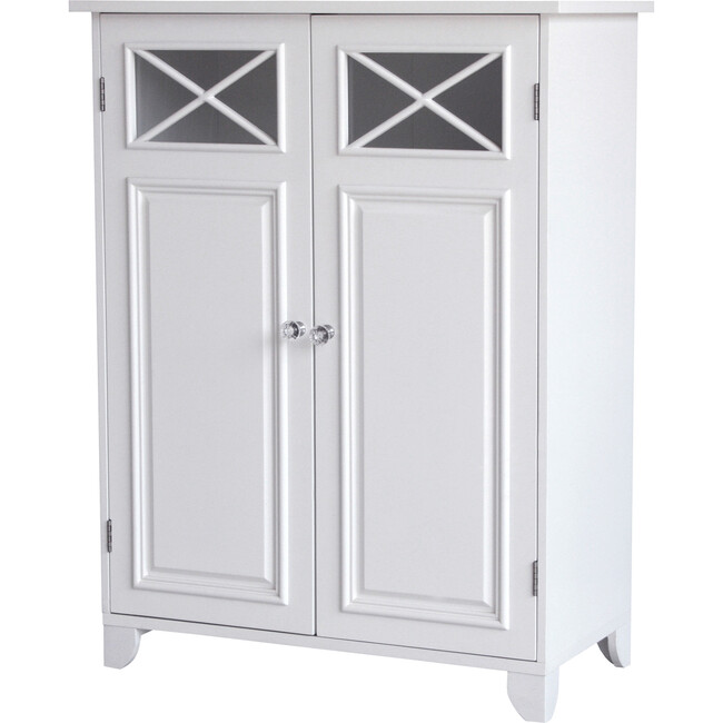 Dawson Wooden Floor Cabinet with Cross Molding and 2 Doors, White