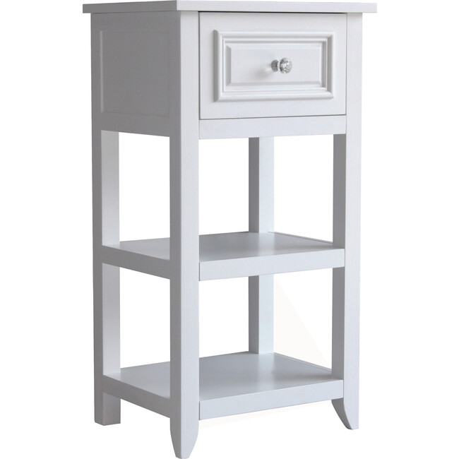Dawson Wooden Floor Cabinet with Cross Molding and Drawer, White