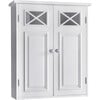 Dawson Wooden Wall Cabinet with Cross Molding and 2 Doors, White - Cabinets - 1 - thumbnail