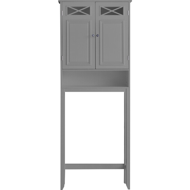 Dawson Contemporary Wooden Over-the-Toilet Storage Cabinet with Two Doors, Gray