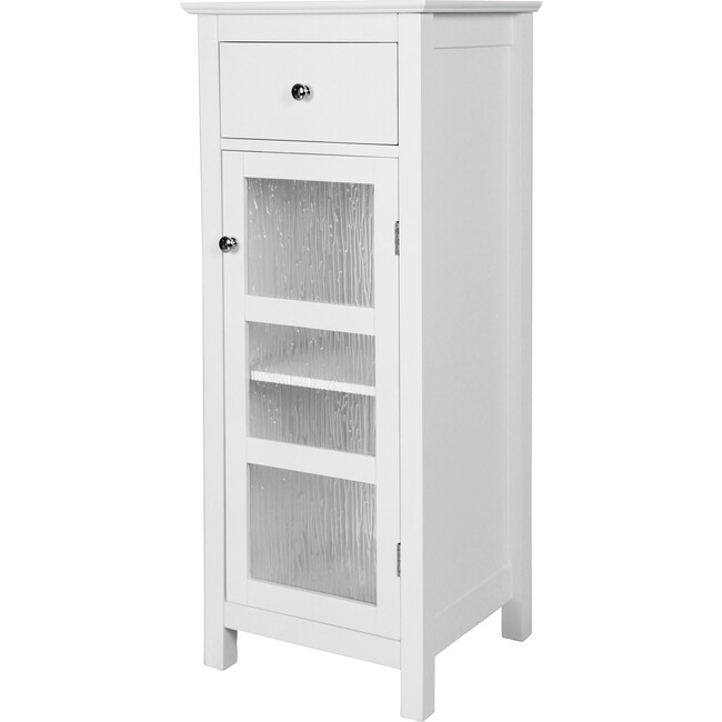 Connor Floor Cabinet with Adjustable Shelf and Storage Drawer, White