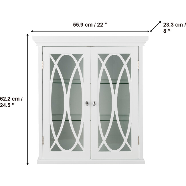 Florence 2 Door Wooden Removable Wall Cabinet with Adjustable Shelves, White - Cabinets - 4