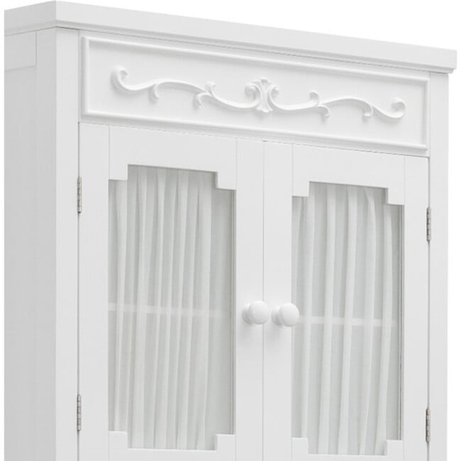 Lisbon Wooden Space Saver with Drapery-Lined Doors, White - Cabinets - 7