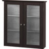 Chesterfield Wooden Wall Cabinet with 2 Waffle Glass Doors, Espresso - Cabinets - 1 - thumbnail