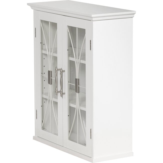 Delaney Wooden Wall Cabinet with 2 Doors, White - Cabinets - 6