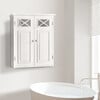 Dawson Wooden Wall Cabinet with Cross Molding and 2 Doors, White - Cabinets - 4