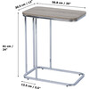 Cora 20 Inch C-Table TV Tray End Side Table with Wood Grain Finish Tabletop and Reflective Silver Metal Frame and Base, Brown - Desks - 4