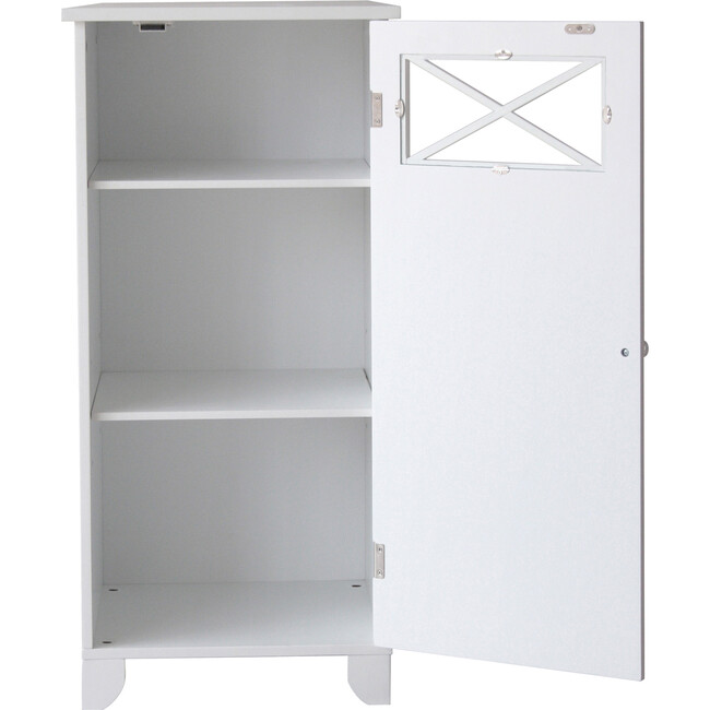 Dawson Wooden Floor Cabinet with Cross Molding, White - Cabinets - 5