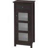 Chesterfield Wooden Floor Cabinet with Waffle Glass Door and Drawer, Espresso - Cabinets - 1 - thumbnail