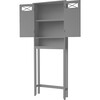 Dawson Contemporary Wooden Over-the-Toilet Storage Cabinet with Two Doors, Gray - Cabinets - 5